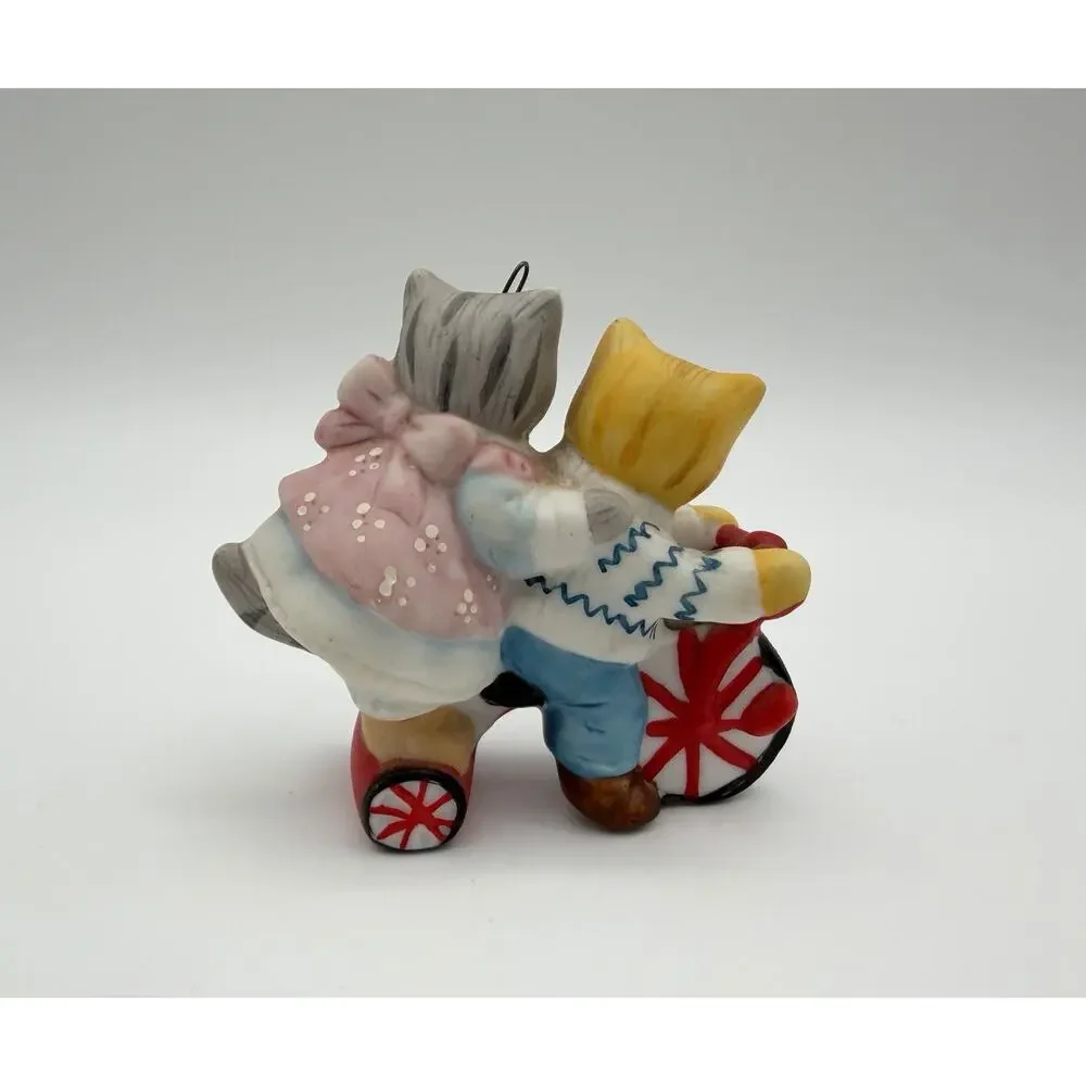 Schmid 1988 KITTY CUCUMBER Cat Ornament Figurine 2.5” JP Buster RIDING TRICYCLE